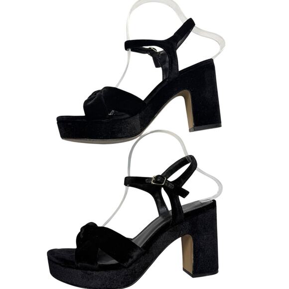 J. Crew Shoes - J.Crew Black Velvet Platform Heels Women’s 8 Block Heel Ankle Strap Sandals